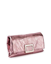 Roger Vivier Ines Metallic Small Pochette Bag Pink