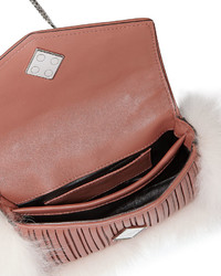Les Petits Joueurs Ivy Mask Fur Trim Shoulder Bag Light Pink
