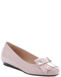 Tod's Powder Pink Leather Safety Pin And Tassel Detail Ballerina Flats
