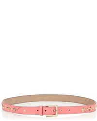 Jimmy Choo Bright Rose Pink Leather Belt With Gold Stars