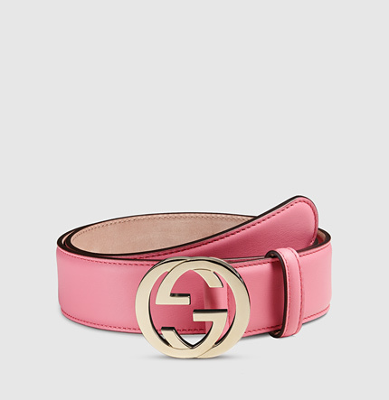 Interlocking G Leather Belt in Pink - Gucci