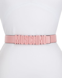 Moschino Leather Logo Belt Pink