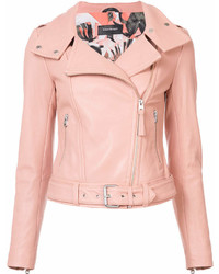 Pink Leather Biker Jackets for Women | Lookastic