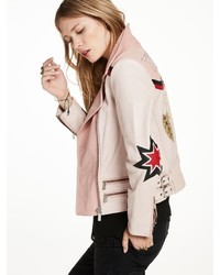Scotch & Soda Embroidered Leather Jacket