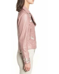 Ted Baker London Harmony Embroidered Leather Biker Jacket