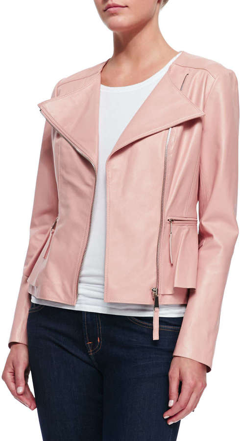 light pink leather jacket