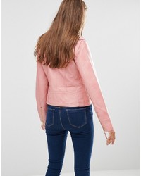 Lavand Pink Faux Leather Jacket
