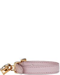 Miu Miu Pink Leather Crystal Belt Bracelet