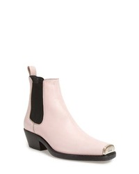 Pink Leather Chelsea Boots