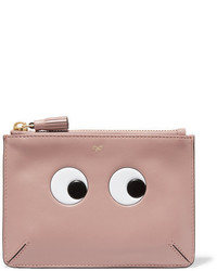 Anya Hindmarch Eyes Loose Pocket Small Embossed Leather Pouch Blush