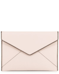 Rebecca Minkoff Leo Saffiano Envelope Clutch Bag Pale Blush