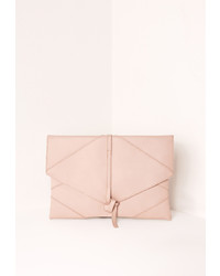 Missguided Faux Leather Thread Through Detail Clutch Bag Nude
