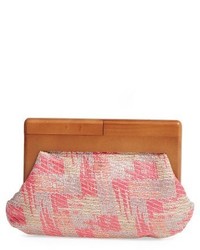 Sondra Roberts Perforated Faux Leather Frame Clutch Pink