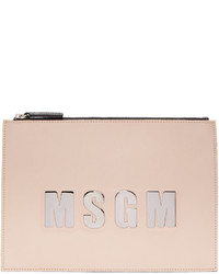 MSGM Pink Leather Logo Pouch
