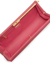 Prada Saffiano East West Frame Clutch Bag Pink