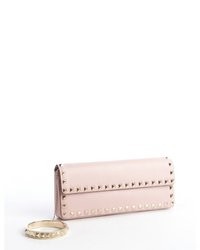 Valentino Soft Pink Leather Studded Wristlet Clutch