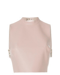 Pink Leather Cropped Top