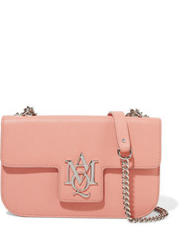 Alexander McQueen Insignia Textured Leather Shoulder Bag Pink