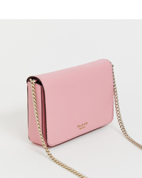 Kate Spade Pink Leather Foldover Crossbody Bag With Chain Handle