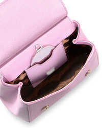 Dolce & Gabbana Sicily Micro Leather Crossbody Bag Pink