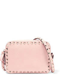 Valentino The Rockstud Textured Leather Shoulder Bag Baby Pink