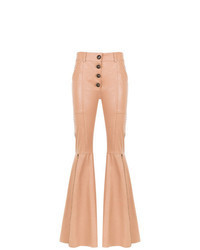Pink Leather Flare Pants