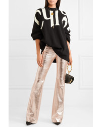 Chloé Metallic Textured Leather Flared Pants