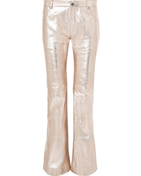 Chloé Metallic Textured Leather Flared Pants