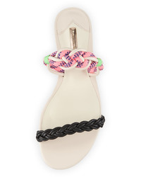Sophia Webster Celeste Braided Flat Slide Sandal Pink
