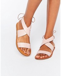 Asos Freckles Leather Lace Up Flat Sandals
