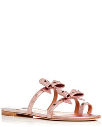 Laurence Dacade Kiki Metallic Pink Leather Sandals With Studded Bow Detail