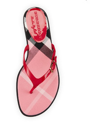 Burberry Meadow Patent Thong Sandal Berry Pink