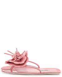 Miu Miu Runway Flower Split Toe Flat Slide Sandal Pink