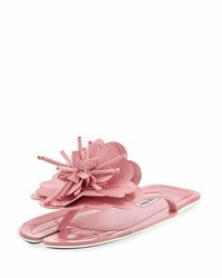 Miu Miu Runway Flower Split Toe Flat Slide Sandal Pink