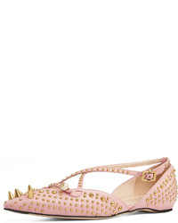 Gucci Unia Spiked Leather Flat Perfect Pink