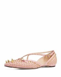 Gucci Unia Spiked Leather Flat Perfect Pink