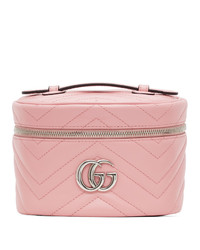 Gucci Pink Gg Marmont 20 Zip Around Cosmetic Bag