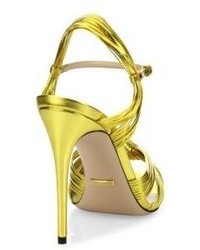 Gucci Allie Knotted Metallic Leather Sandals