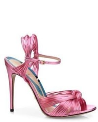 Gucci Allie Knotted Metallic Leather Sandals