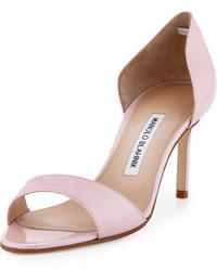 Manolo Blahnik Catalina Metallic Dorsay Sandal Pink