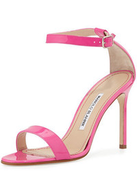 Manolo Blahnik Chaos Patent High Heel Sandal Pink