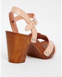 Asos Hall Leather 70s Heeled Sandals