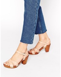 Asos Hall Leather 70s Heeled Sandals