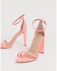 ASOS DESIGN Harper Barely There Block Heeled Sandals In Pink
