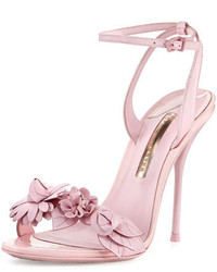 Sophia Webster Lilico Floral Leather 100mm Sandal Pink
