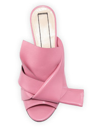 No.21 No 21 Pleated Leather Low Heel Slide Sandal