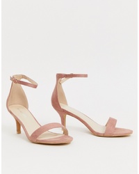 Glamorous Pink Barely There Kitten Heel Sandals