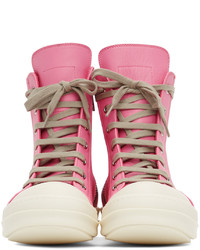 Rick Owens Pink Calfskin High Sneakers