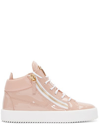Giuseppe Zanotti Pink Patent Leather London High Top Sneakers