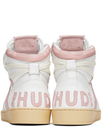 Rhude White Pink Rhecess Hi Sneakers